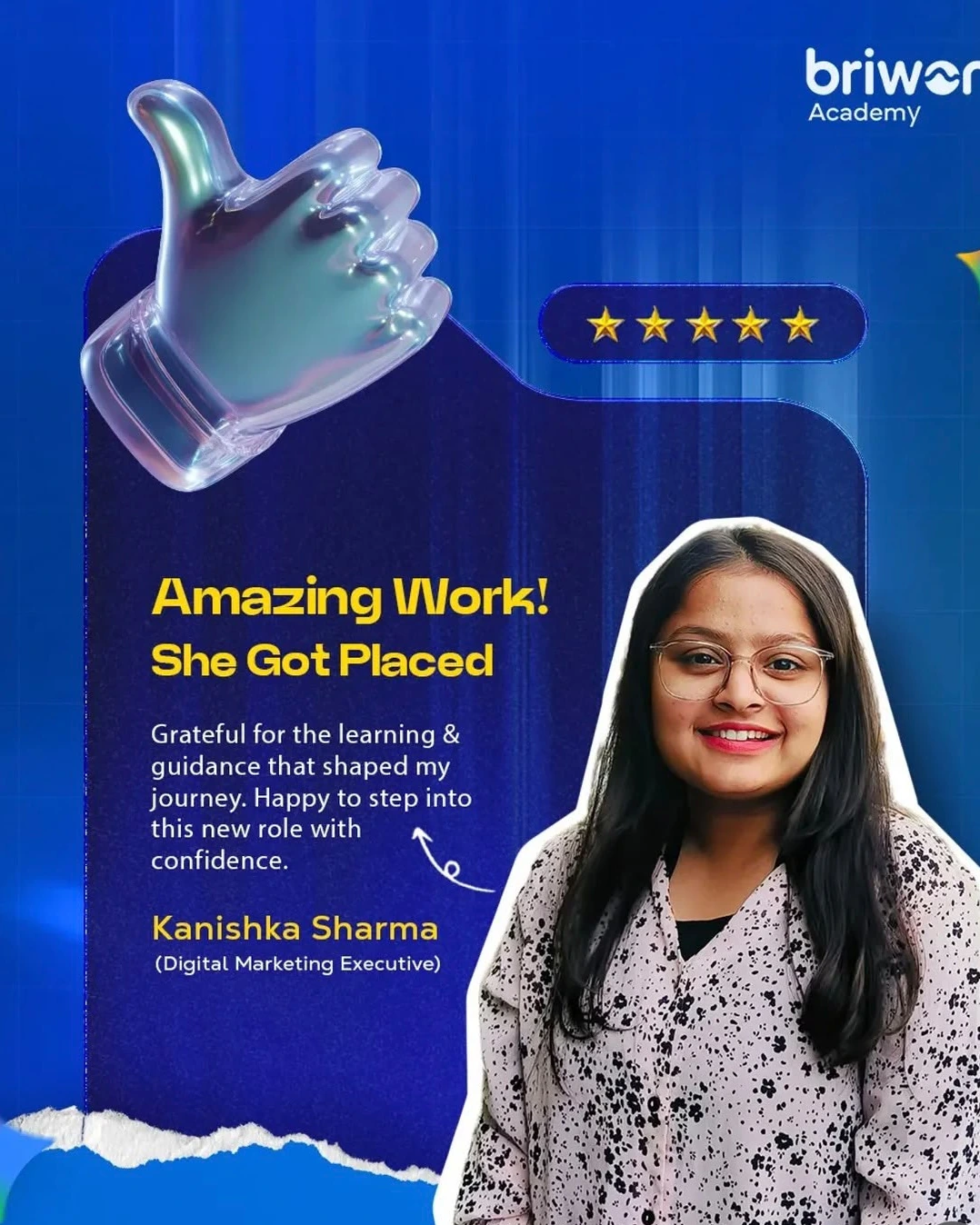 Kanishka Sharma, Digital Marketing Executive, Briwon Academy student success story