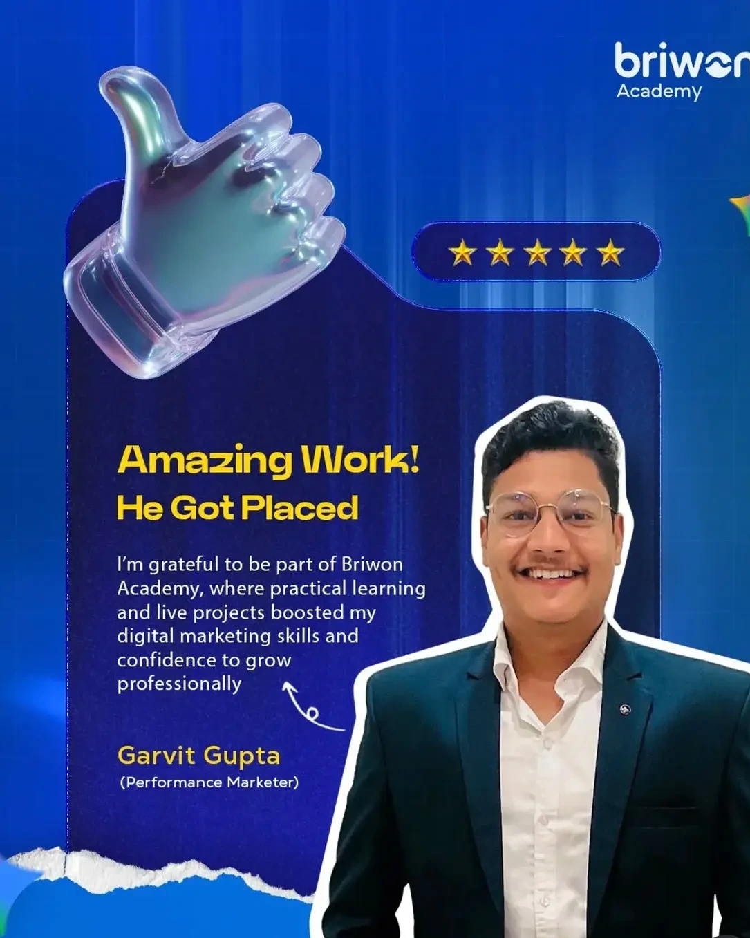 Garvit Gupta, Performance Marketer, Briwon Academy student success story
