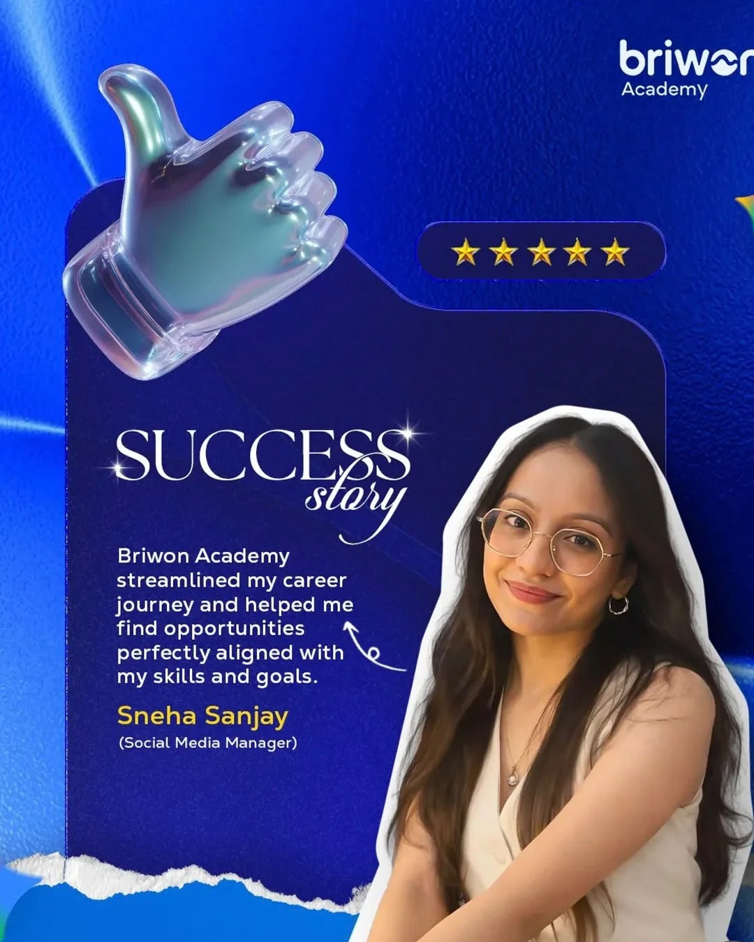 Sneha Sanjay, Social Media Manager, Briwon Academy student success story