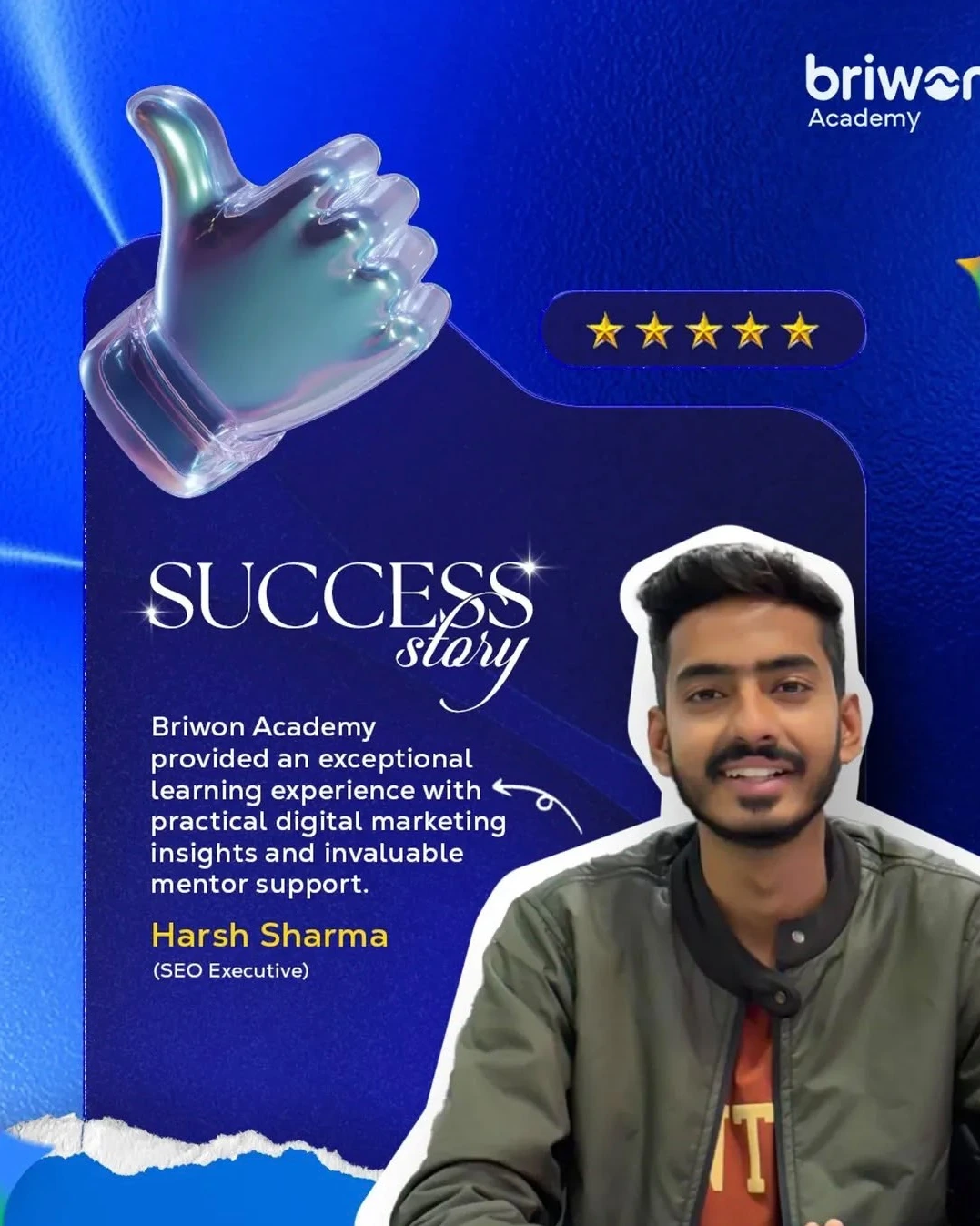 Harsh Sharma, SEO Executive, Briwon Academy student success story