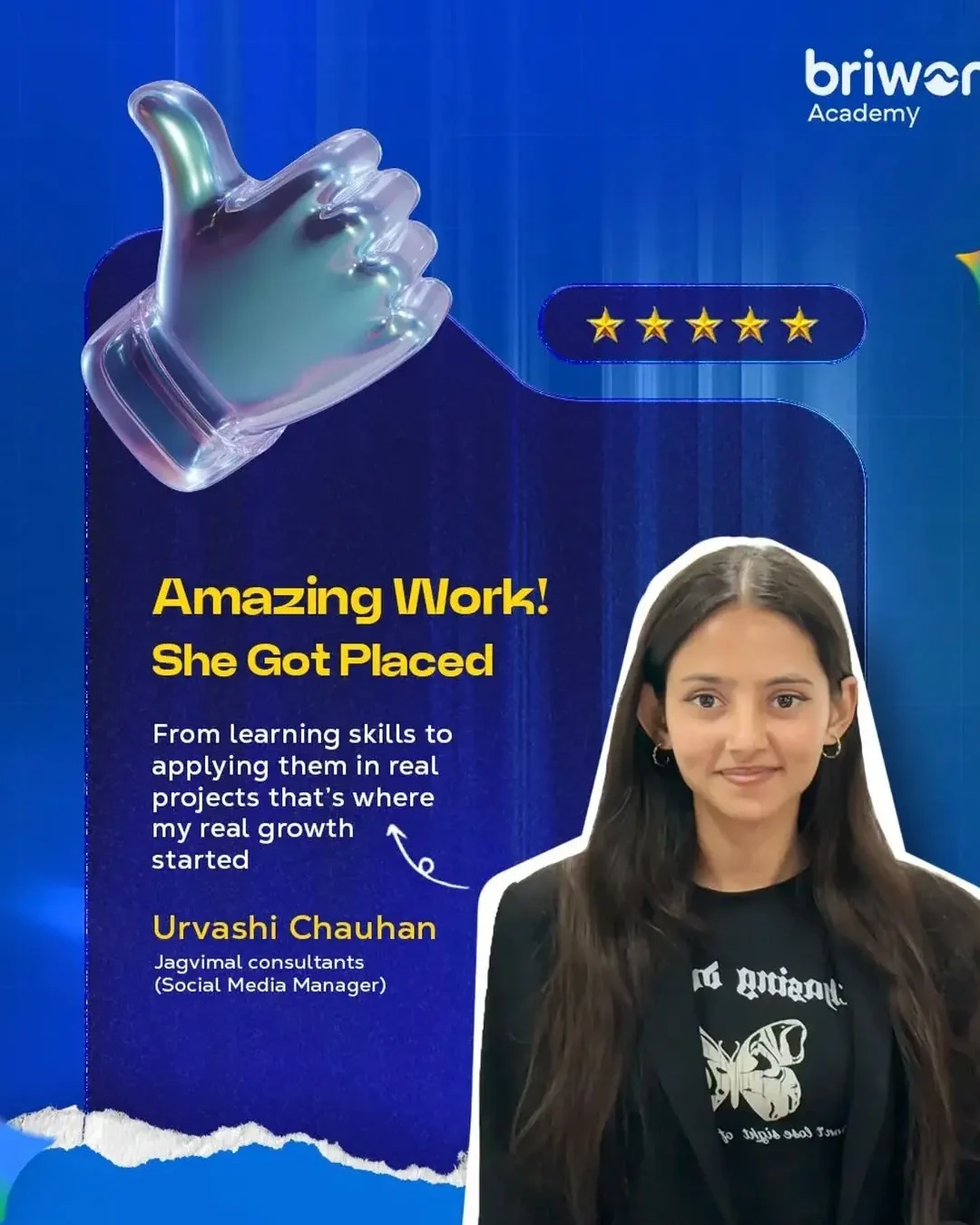 Urvashi Chauhan, Social Media Manager, Briwon Academy student success story