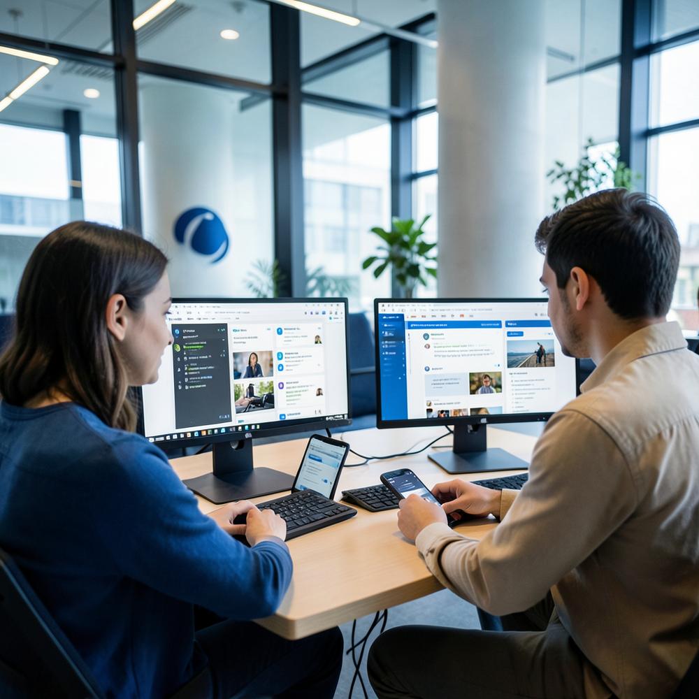 A business owner reviewing marketing performance with a Briwon Academy mentor